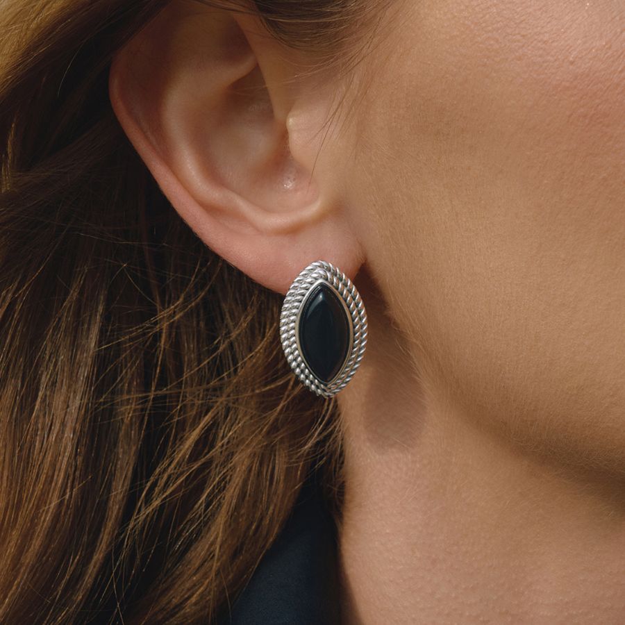 Marquise Black Stone Earrings